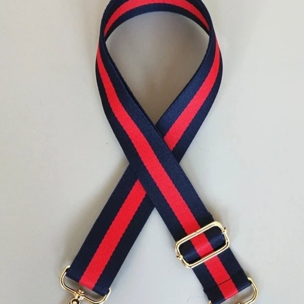 New Crossbody Shoulder Strap Replacement Navy Blue/Red Web NWT